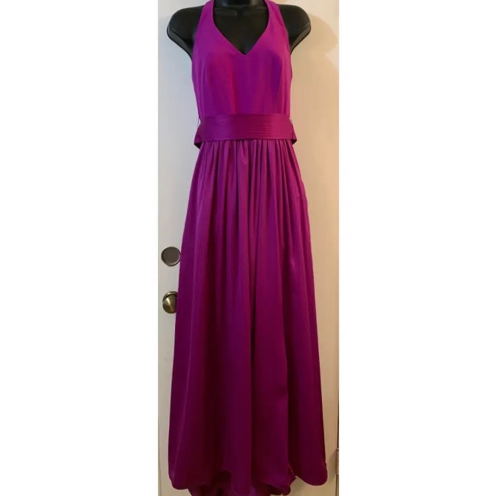 VERA WANG- Satin Dress with Sash